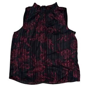 NWT White House Black Market Sleeveless Tie Back Red & Black Halter Top Large